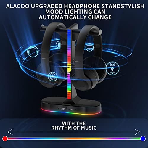 Dual Headphones Stand with Charger for Men, Headset Holder Stand for Desk - Image 4