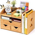 Pandorama Bamboo Desk Organizer Large - A4 Drawers & Adjustable File Holder, Fully Assembled Wood Desktop Storage for Kitchen, Bedroom, Bathroom, Study Room by Pandorama