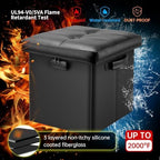 DocSafe Storage Ottoman with Lock,Fireproof Folding Ottoman Foot Rest Stool Storage Chest with Storage Safe for Important Documents,Waterproof 13 Inches Short Ottoman Foot Stool with Handles,Black - Image 6