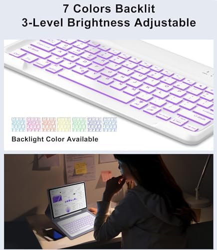 for Samsung Galaxy Tab S11 Ultra 14.6 Inch 2025 Backlit Keyboard Case, Galaxy Tablet S11 Ultra Case Keypad with S Pen Holder, 7-Color Backlight Keyboard for Samsung Tab 14.6'' SM-X930/X936B, Lavender - Image 3