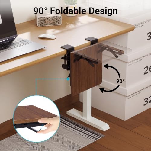 BONTEC Ergonomic Desk Extender Tray, 9.5"x9.1" Table Mount Arm Wrist Rest Shelf, 90° Foldable Elbow Support, Clamp on Computer Arm Rest for Desk, Office & Home Use, Durable & Easy to Install, Walnut - Image 3