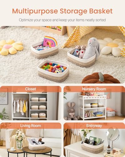 KALLAX Small Woven Storage Basket for Organizing, 13.5x9.5x5 inches, 3 Pack - Image 3