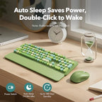 Wireless Keyboard Mouse Combo, Green, Round Keycaps, Magnetic Wrist Rest - Image 5