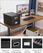 2 Pack File Storage Organizer Box, Portable Filing With Lid, Fit for Letter/Legal Folder Storage, Black (Leather) - Image 2
