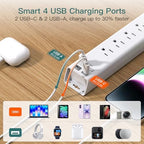Addtam 10ft Power Strip Surge Protector, 6 Outlets and 4 USB Port (2 USB C) - Image 5