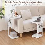 Vagusicc C Shaped End Table, Adjustable Height Small Side Table for Couch and Recliner, 32" Tall Couch Side Table Slide Under Sofa Tray Desk with Storage Bag for Living Room and Bedroom, White - Image 5