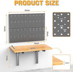 Ultrawall Heavy Duty Folding Workbench with Pegboard, Wall Mount Work Table - Image 3