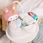 ABenkle Baby Diaper Caddy, Nursery Storage Bin and Car Organizer for Diapers and Baby Wipes, Cotton Rope Diaper Basket Caddy, Changing Table Diaper Storage Caddy (Pack of 2) - Image 6