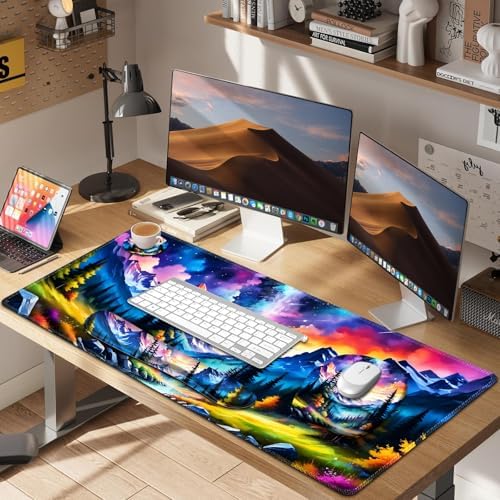 4 in 1 Large Mouse Pad, Keyboard Wrist Rest Set, Ergonomic Mouse Pad with Wrist Support, Desk Mat with Stitched Edges Extended Desk Pad Waterproof Desk Mat for Home Office Game I Landscaping Mountain - Image 7