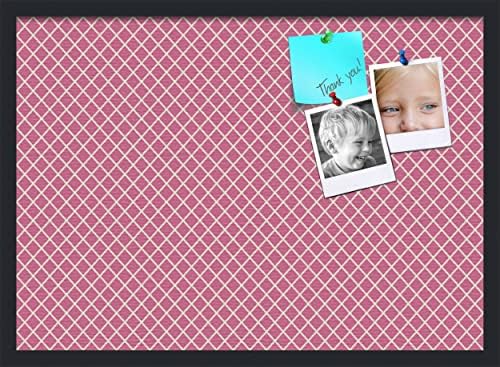 PinPix 28x20 inch Cork Bulletin Board. This Decorative Framed Pin Board Comes with Diamond Pattern in Hot Pink Design and Satin Black. Ideal for Home, Office Decor or School (PinPix-302) by PinPixBulletinBoards