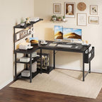 47in L Shaped Gaming Desk with Pegboard & Shelf & Storage Bag, Black - Image 7