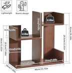 Aibiju Small Bookshelf for Small Space, Unique Cactus Bookcase, Kitchen Counter Shelf Desktop Organization, Light Walnut YD-DSR002LW - Image 3