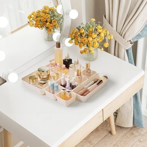 ISSEVE 8Pcs Silicone Drawer Organizer Trays for Bathroom, 4 Sizes, White - Image 7