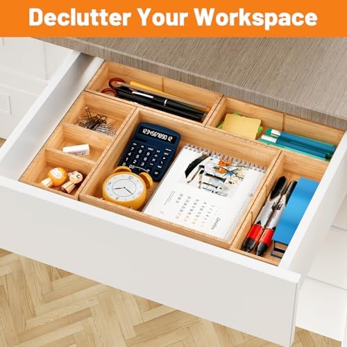 Bamboo Drawer Organizer, 5-Piece Stackable Trays with Removable Dividers - Image 7
