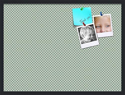 PinPix 32x24 inch Cork Bulletin Board. This Decorative Framed Pin Board Comes with Diamond Pattern in Nile Green Design and Satin Black. Ideal for Home, Office Decor or School (PinPix-380) by PinPixBulletinBoards
