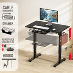 SHW 40-Inch Electric Height Adjustable Standing Desk w/Drawer, Black - Image 3