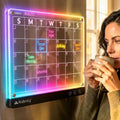 Magnetic LED Monthly Planner - Rechargeable 14x10" Acrylic Dry Erase Calendar for Fridge or Desk - Light-Up Illuminated Whiteboard with 7 LED Colors and Markers by Modenly-FunctionalbyDesign