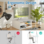 ALISENED Printer Stand for Desk, 2-Tier Wooden Desk Organizer, White - Image 6
