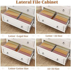 Itaar 2 Drawer File Cabinet, Farmhouse Filing Cabinet for Home Office Fits Letter, Legal, A4 Size, Wood Lateral File Cabinet with Printer Stand, Storage Shelf, White - Image 4