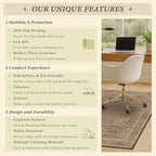 JTJ 5x6 Office Rug, Brown Vintage Floral, Washable Non Slip - Image 6