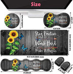 Large Gaming Mouse Pad, Keyboard Wrist Rest + Mouse Wrist Pad + Coaster + Mini Hook Desk Pad Set, Memory Foam, Non-Slip Base. Suitable for Office and Home - Sunflower Inspirational Quote - Image 6