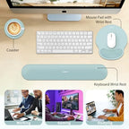 Sushret Mouse Pad and Keyboard Wrist Rest, 3-in-1 Gel Memory Foam Ergonomic Mouse Pad with Wrist Rest Set, Gaming Mousepad Arm Cushion Support for Computer Office Desk Accessories Cute, Seafoam Blue - Image 6