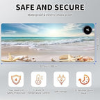 Heated Mouse Pad Hand Warmer, Warm Desk Pad Mousepad Desk Mat with 3 Levels Heating and Auto Shut Down 31.5 x 13 inch PU Leather Warmer Keyboard Mat for Gaming Laptop Office Home, Starfish Beach - Image 2