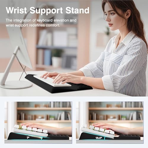 Ospelelf Keyboard Wrist Rest Stand Pad and Ergonomic Mouse Pad Set with Large Mousepad, Memory Foam Comfort, Premium Office Desk Accessories for Pain Relief, Black - Image 5