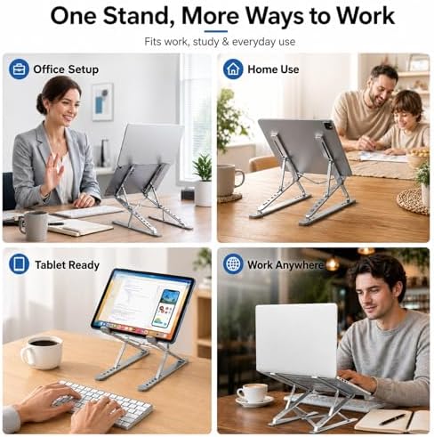 Adjustable Foldable Portable Laptop Stand for Desk Gray - Image 3