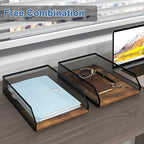 Natwind 2-Tier Stackable Metal Mesh Paper Organizer with Sliding Tray,Retro - Image 5