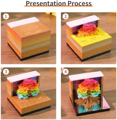 3D Calendar 2027, Desk Time Piece Calendar 2027,Tear-Away 3D Paper Art Notepad w LED Lights,Creative 3D Memo Artsy Pad Calendars, DIY Paper Carving Gift (The Tree of Dreams) - Image 6