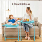 HUANUO Adjustable TV Tray Table with 6 Height & 3 Tilt Adjustments, Azure - Image 4