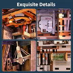 MiniCity Aerospace Foundry Book Nook Kit, Wooden Miniature House with LED - Image 4