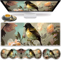 Large Gaming Mouse Pad, Keyboard Wrist Rest Pad + Mouse Wrist Pad + Coaster 4 in 1 Set, Extended Waterproof Non-Slip Desk Mat, Suitable for Office Home Learning Games, Cute Bird by HTTYYTRYT