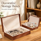 Decorative Storage Boxes with Lids, 2 Pack, PU Leather Organizer Bins - Image 3