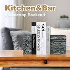 Koville South African Natural Marble Bookends for Shelves, Non-Slip Book Ends, 13LBS Ultra Heavy Duty Marble Book Holder Organizer, Apartment Decor for Movies/CD/Video Games(Olive Green) - Image 6