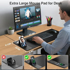 Wireless Charging Mouse Pad with Foldable Phone Holder, 31.5"x15.8", Black - Image 3