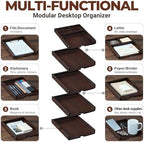 5-Tier Solid Wood Desk File Organizer, Paper Letter Tray Home and Office - Image 4