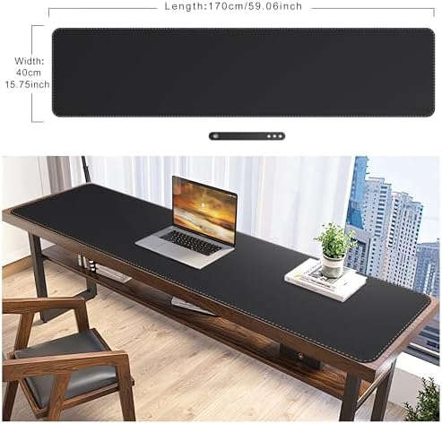 Mydours PU Leather Desk Pad, Large XXL 67"x15.7" Mouse Mat, (Black) - Image 2