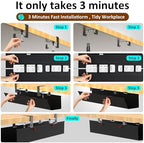 48" Gaming Under Desk Cable Management Tray, Black No Drill Cord Organizer for PC Setup, Large Anti-Sag Wire Hider, Stealth Cable Management Net for Battlestation (Black, 47.8") - Image 4