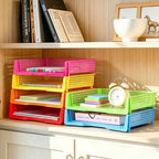 ZZYFGH 6 Pack Turn in Trays Classroom, Colorful Turn in Trays for Teachers, Plastic Classroom Paper Organizers, Stackable Tray for Classroom, Library, Drawers, Office Desk(13.4 * 9.5 * 2.7in) - Image 5