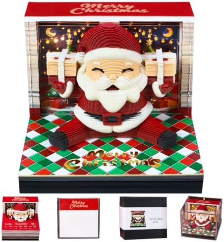 2027 3D Paper Carving Desk Calendar With LED Light (Santa Claus) by Divtada