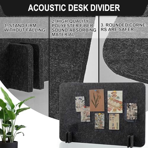 Fabbay 2 Pcs Acoustic Desk Divider Desk Partition for Students 16 x 24 Inch Table Freestanding Privacy Panel Visual Distraction and Noise Reducing for School Classroom Teacher Office (Black Gray) - Image 3