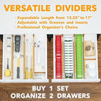 SpaceAid Bamboo Drawer Dividers with Inserts and Labels, Kitchen Adjustable Drawer Organizers, Expandable Organization for Home, Office, Dressers and Bathroom, 6 Dividers with 12 Inserts (13.25-17 in) - Image 5