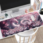 Large Gaming Mouse Pad + Keyboard Wrist Rest + Wrist Support + Coaster Set, Memory Foam Ergonomic for Easy Typing, XXL Extended Gaming Mouse Pad Table Pad - Cherry Pink Dragon - Image 2