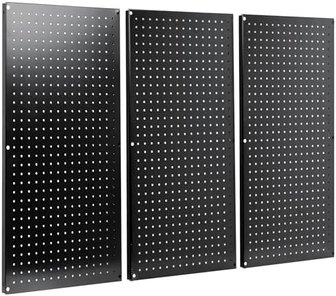 VIVO Steel Wall Mounted 48 x 32 inch Pegboard (3 Panels), Office Accessory Organizer, Horizontal or Vertical Magnetic Peg Board, Black, PP-WM48B by VIVO