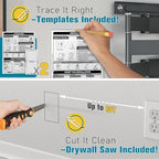 TV Cord Hider for Wall Mounted TV, in-Wall Cable Management Kit, Outlet Box– Dual Outlet Cord Hider with TypeC/USB Power Port & Low Voltage Support, Includes Drywall Saw, Template & Extension Cable - Image 6