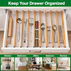 6 Pack Bamboo Drawer Dividers, Dresser Separators 16.6" to 21.8" - Image 7