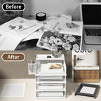 FANXIYQ Stackable Letter Trays, 4 Tier Metal Paper Tray & Desk Organizer, Stackable File Trays for Office & Home, Multi-Functional Document Tray with Fine Grid Design & Magnetic Labels,White - Image 6