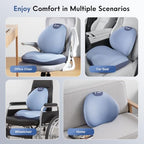 FLORICH Seat Cushion and Lumbar Support Pillow for Office Chair Car, Ergonomic Memory Foam Back Support for Office Gaming Chair Driving Seat Wheelchair, Relieves Neck, Back & Sciatica Pain – Blue - Image 6